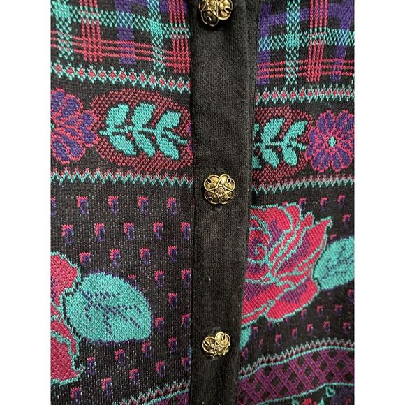 Vintage Women's Alfred Dunner Cardigan Sweater Turquoise Navy Purple 2X Button - Picture 6 of 12